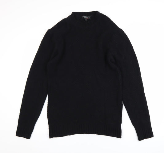 Brunella Gori Men's Black Wool Knit Crew Neck Pullover Jumper L