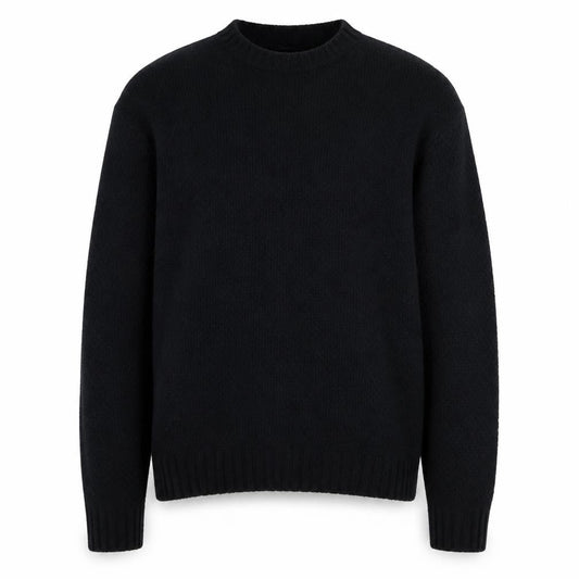 Brunella Gori Men's Black Wool Knit Crew Neck Pullover Jumper L