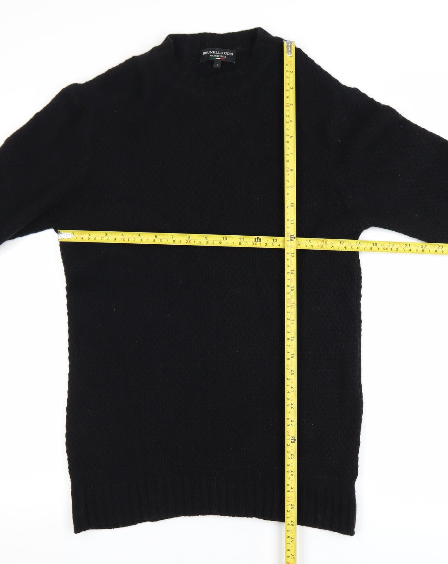 Brunella Gori Men's Black Wool Knit Crew Neck Pullover Jumper L