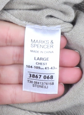 Marks and Spencer Blue Harbour Men’s Beige V-Neck Acrylic Jumper L