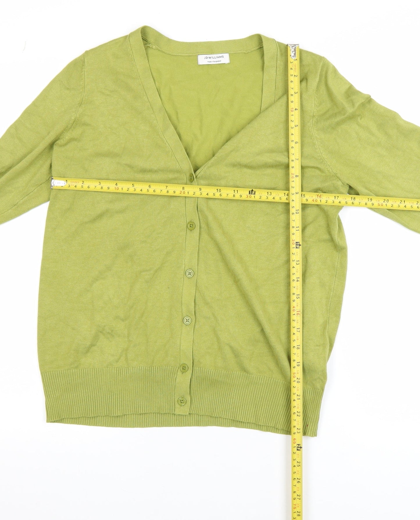 JD Williams Women's Green V-Neck Long Sleeve Cardigan Size 12/14