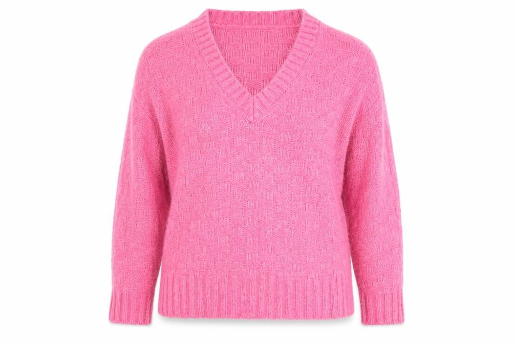 Marks & Spencer Women Pink V-Neck Pullover Jumper Size S Acrylic Blend