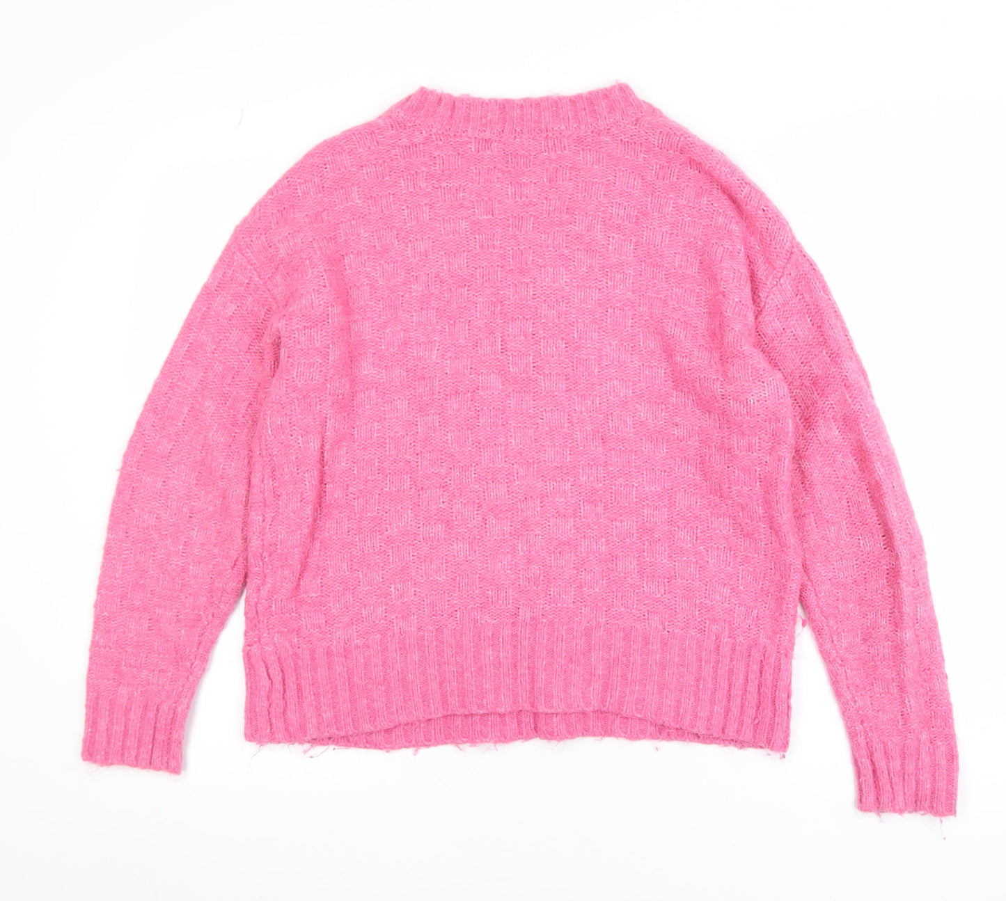 Marks and Spencer Women Pink V-Neck Pullover Jumper Size S Acrylic Blend