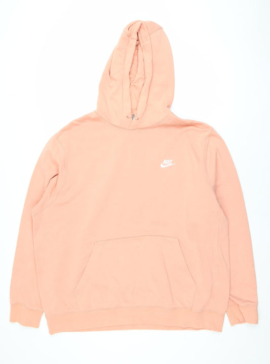 Nike Men's Pink Pullover Hoodie XL Regular Fit Cotton Fleece