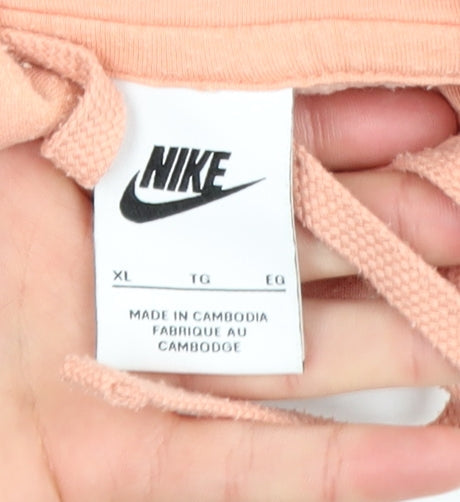 Nike Men's Pink Pullover Hoodie XL Regular Fit Cotton Fleece