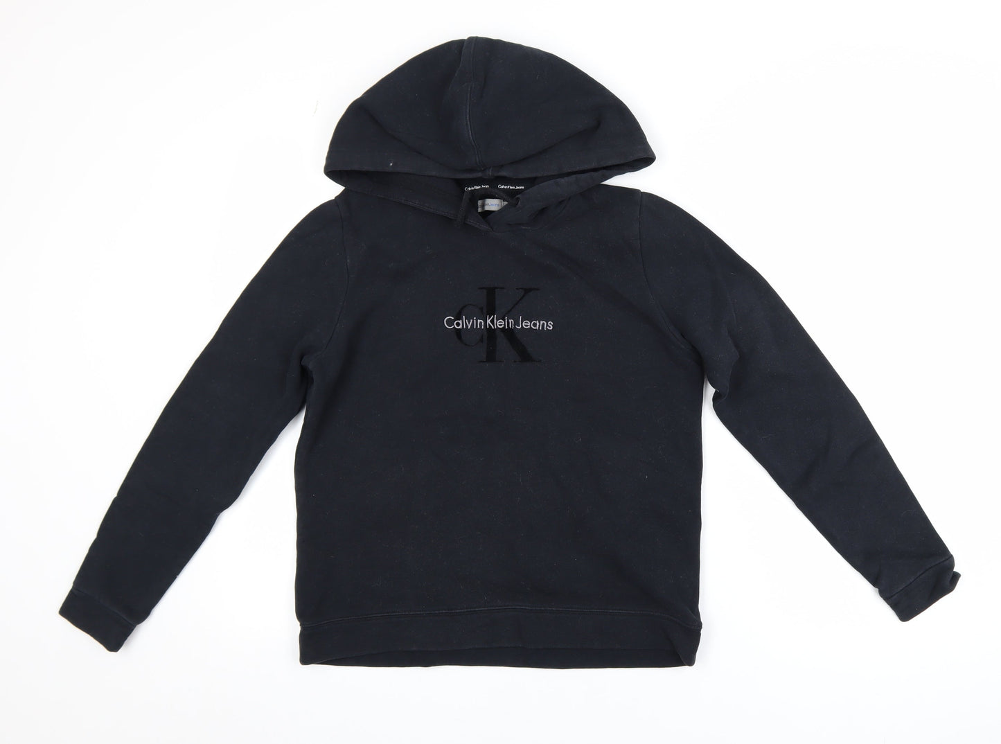 Calvin Klein Jeans Womens Black Small Pullover Hoodie 100% Cotton
