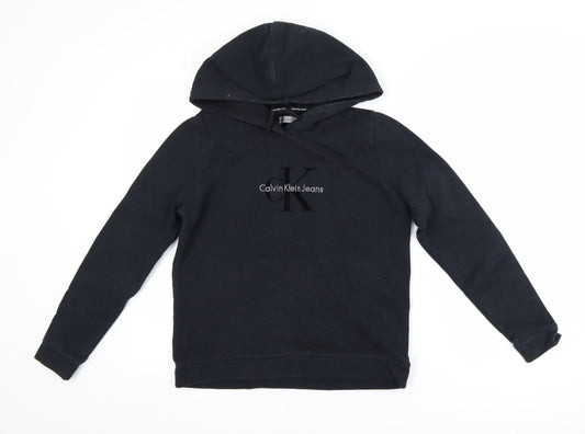 Calvin Klein Jeans Womens Black Small Pullover Hoodie 100% Cotton