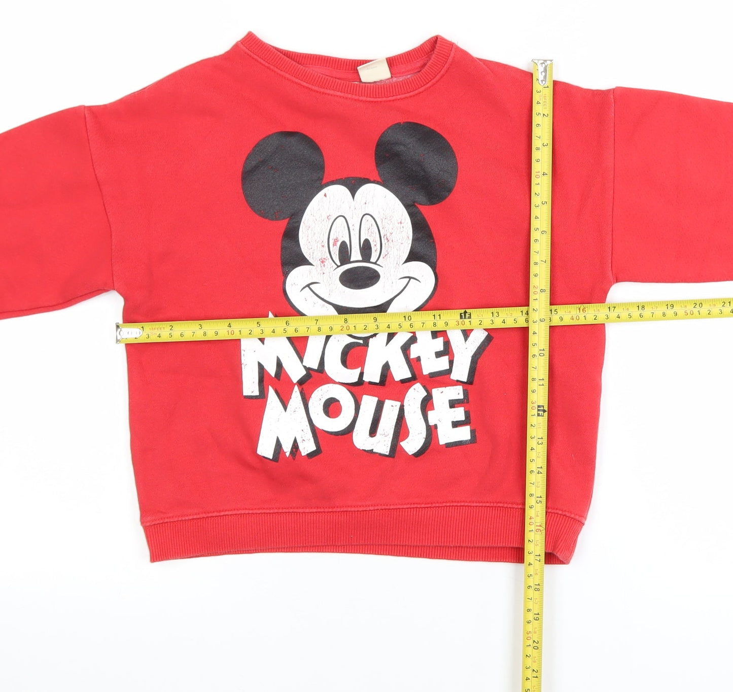 Zara Girls Red Mickey Mouse Pullover Sweatshirt 8 Years Regular Fit