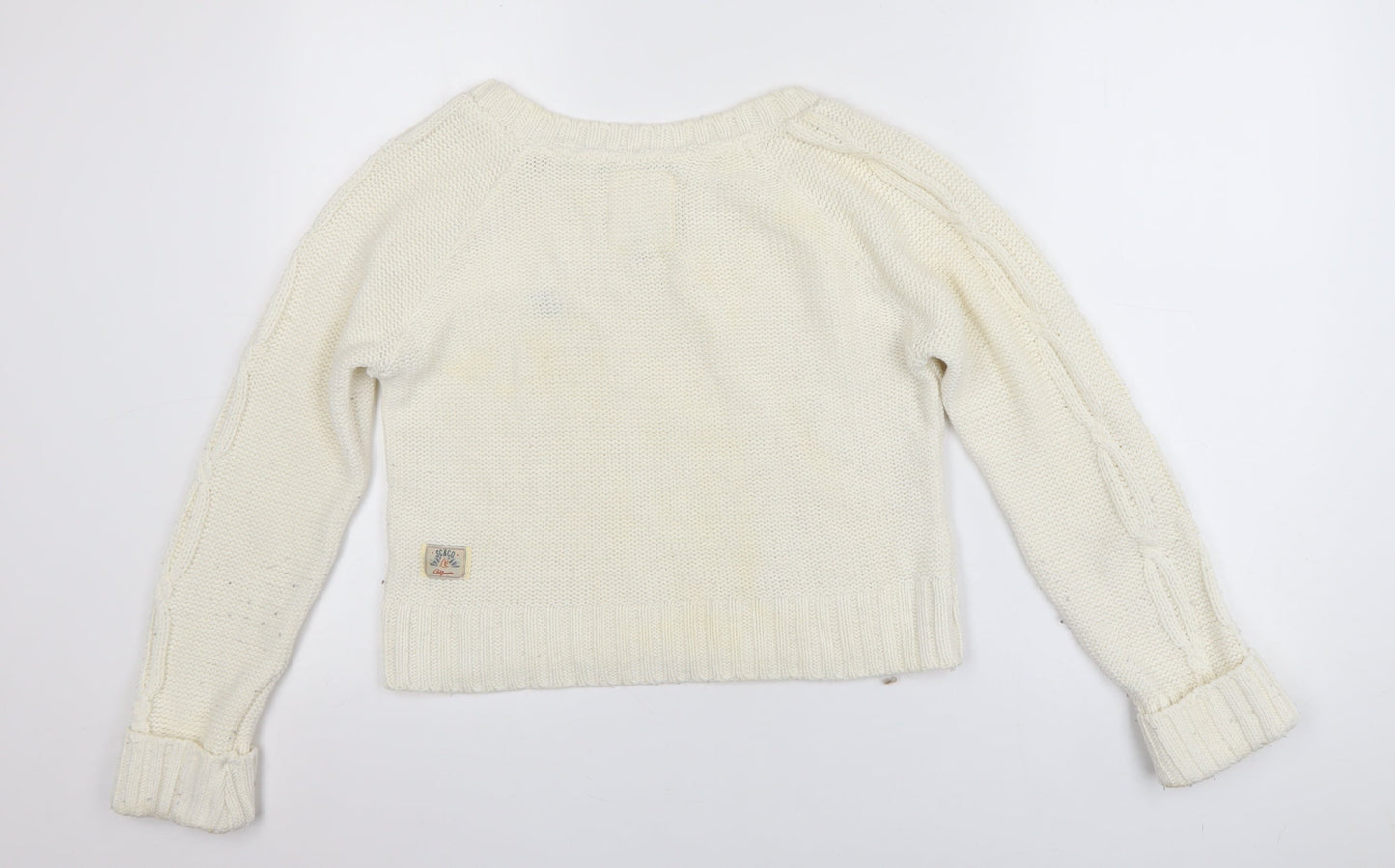 SoulCal & Co Women Ivory Cable-Knit Jumper Size 8 Classic Knitwear
