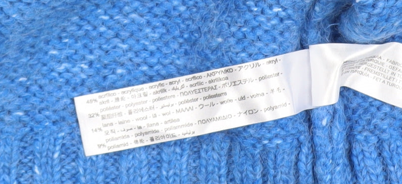 Zara Women Blue Small Cardigan Wool Blend Knit Open Front