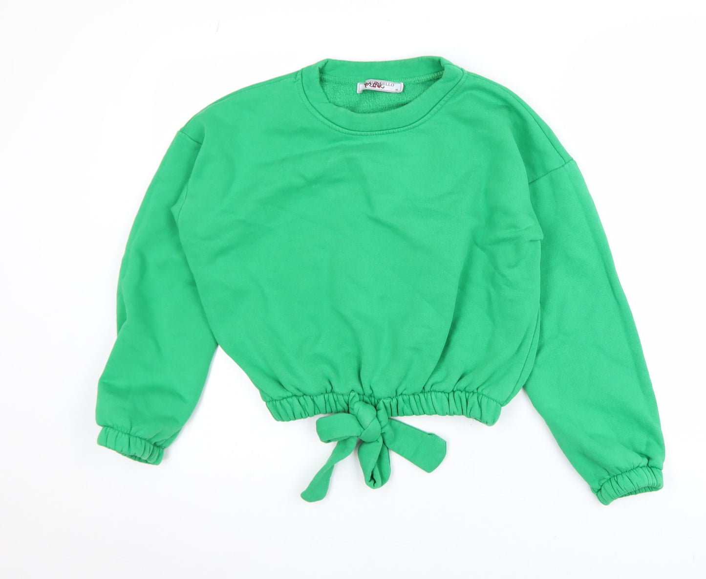 Portobello Pink Green Tie Hem Sweatshirt Women M Casual Crew Neck
