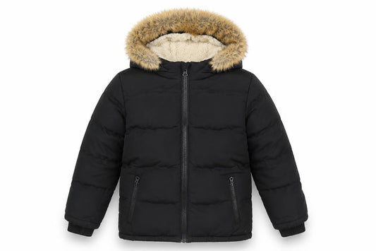 SoulCal & Co Boys Black Faux Fur Hooded Puffer Jacket 6-7 Years Winter Coat