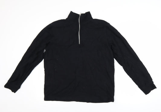 Topman Men's Black Small 1/2 Zip Pullover Sweatshirt