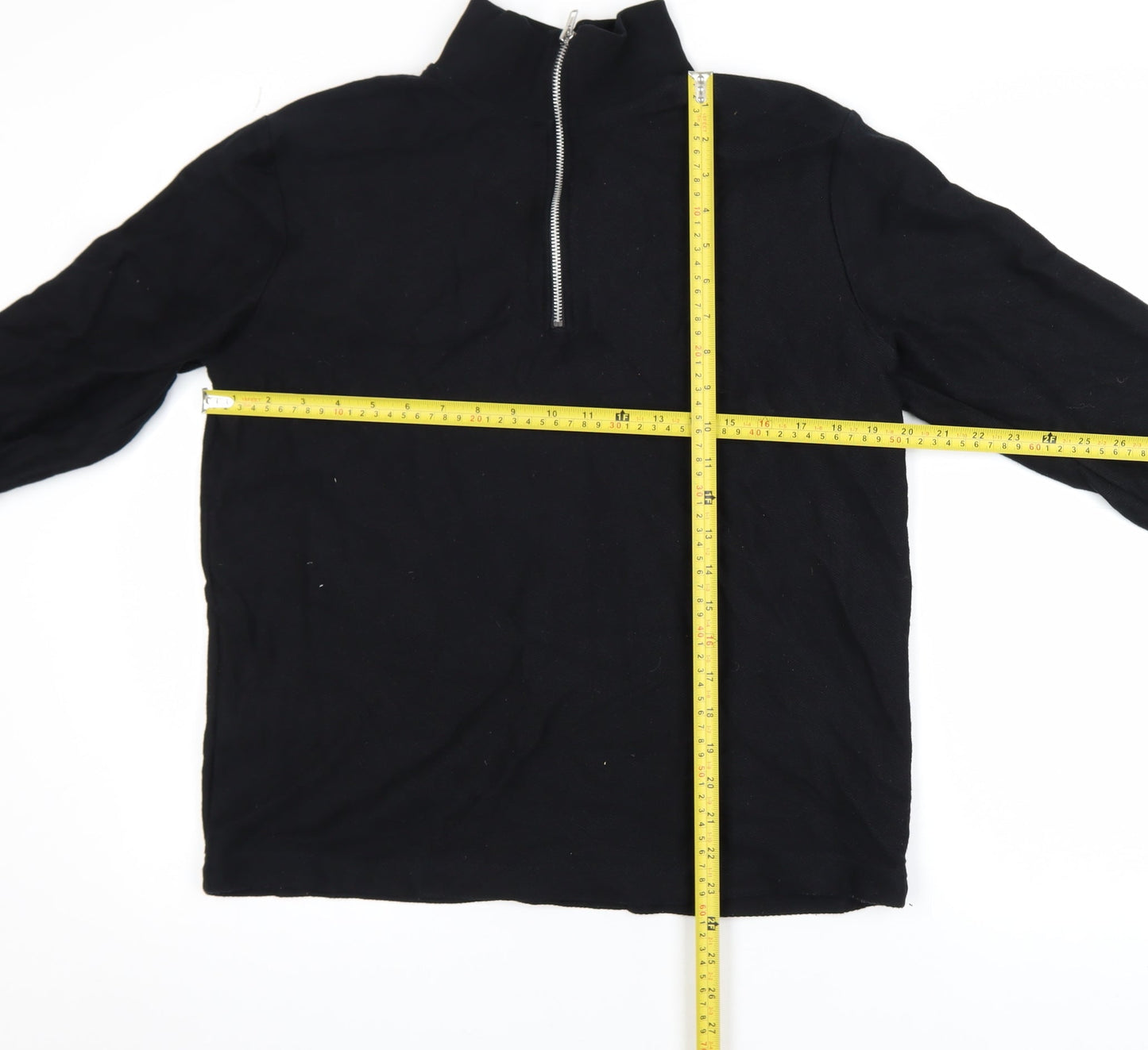 Topman Men's Black Small 1/2 Zip Pullover Sweatshirt