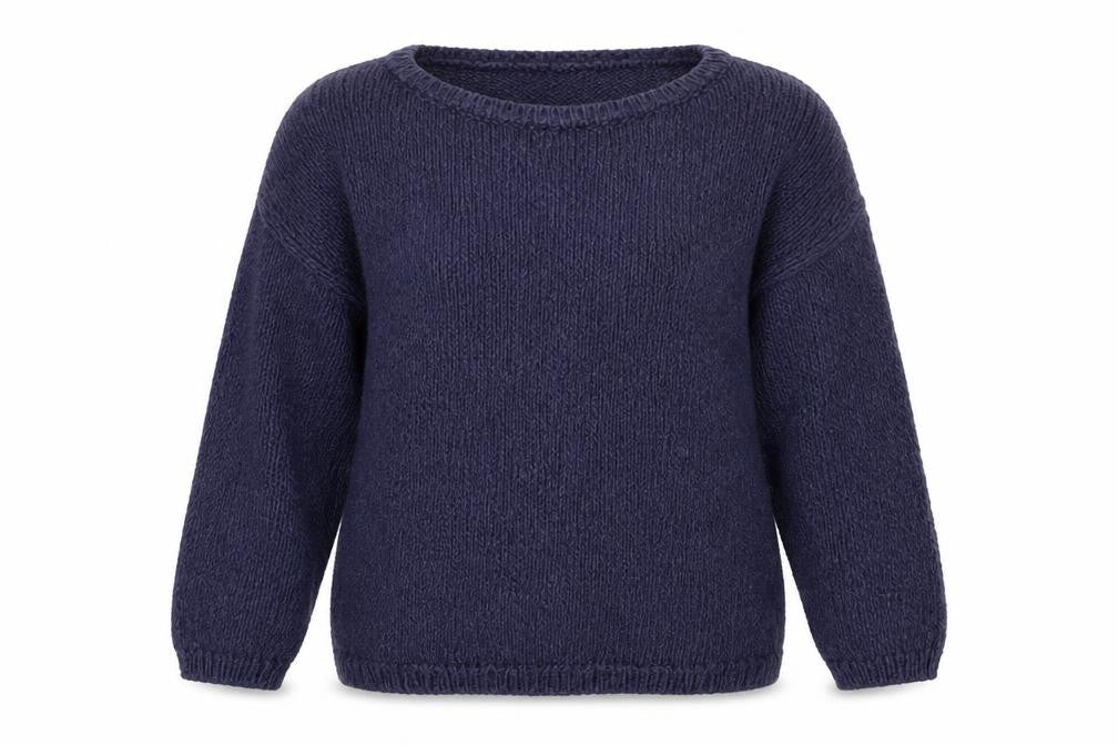 Massimo Dutti Women Blue Cotton Knit Crew Neck Pullover Jumper Size 8