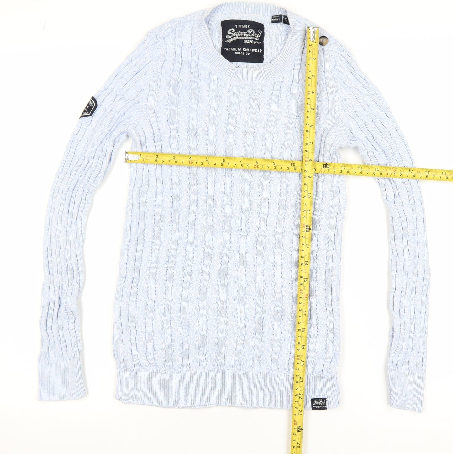 Superdry Womens Blue Cable Knit Cotton Jumper Size 10