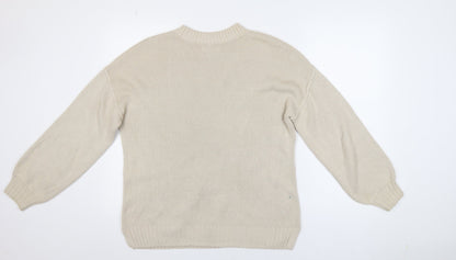 Hollister Womens Beige Crew Neck Knit Pullover Jumper XS