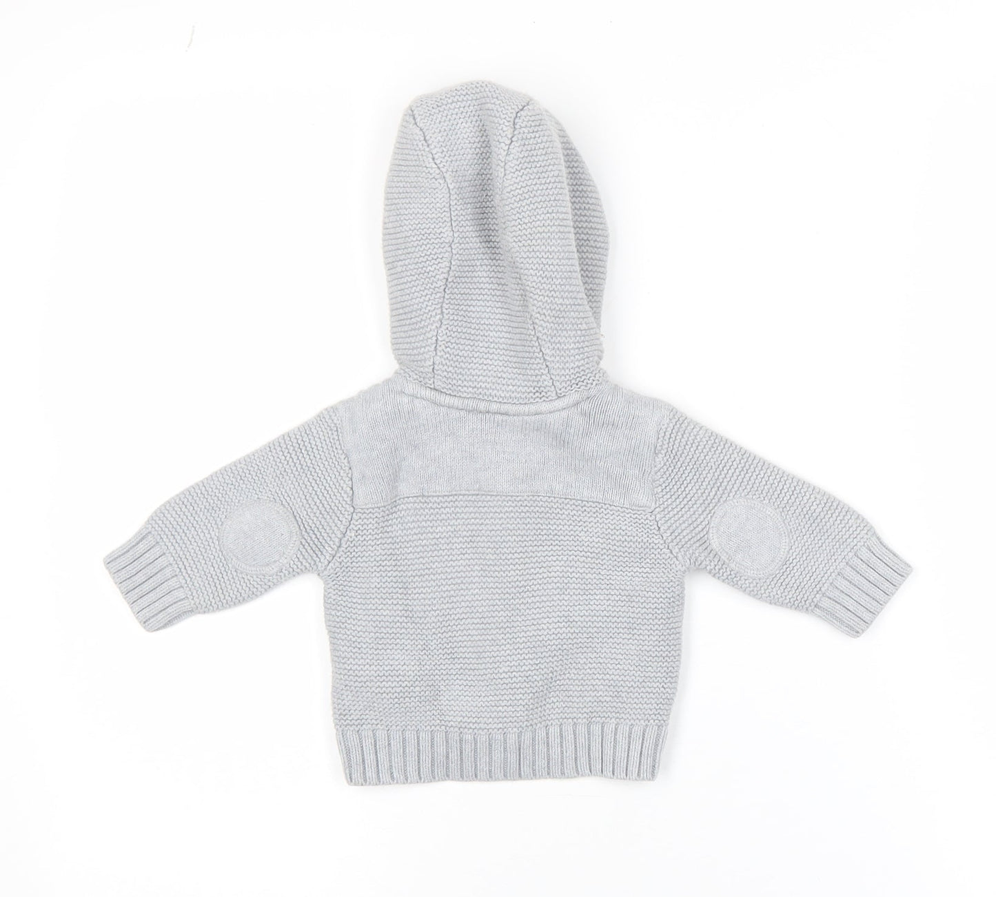 Ted Baker Baby Grey Hooded Button Jacket 0-3 Months Lined Cotton Knit