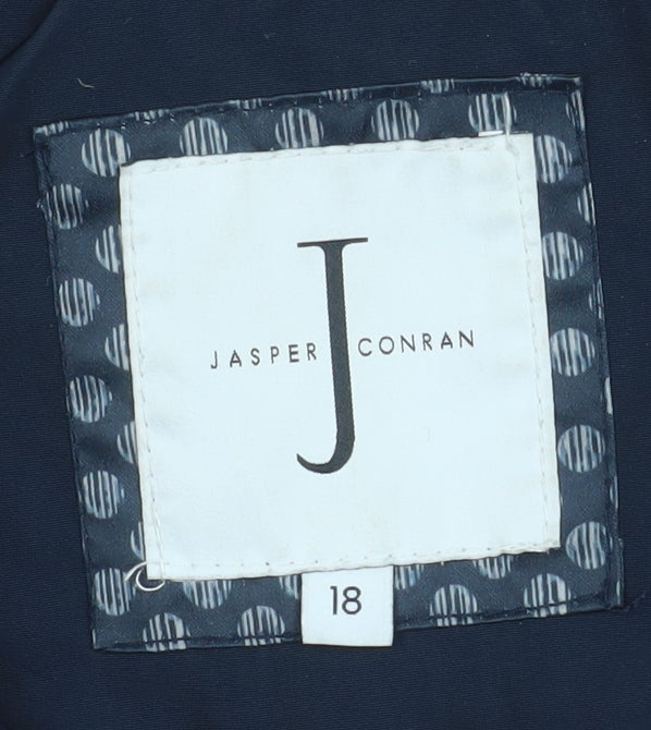 Jasper Conran Women's Blue Puffer Jacket Size 18 Faux Fur Collar