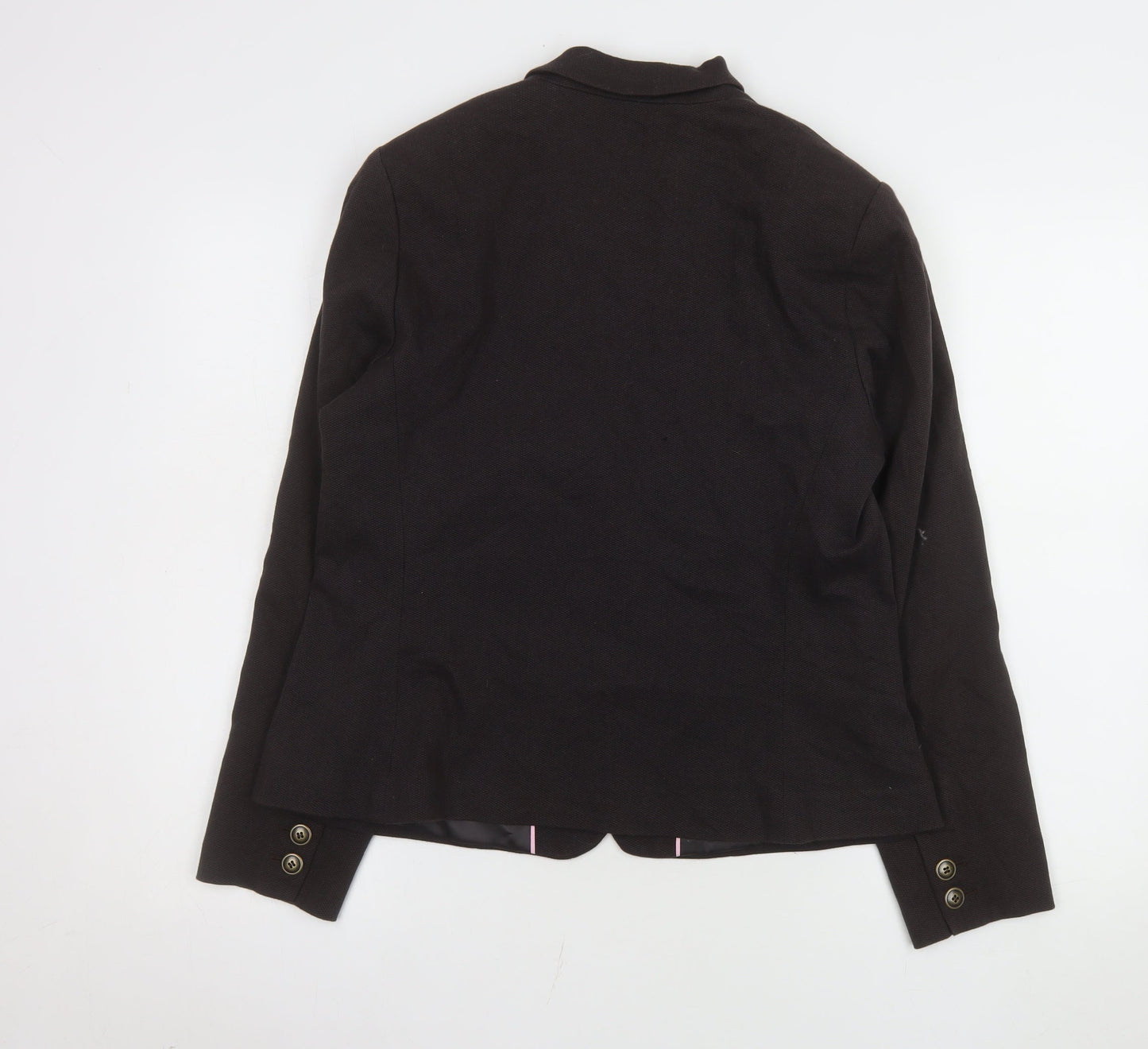Marks and Spencer Women Black UK 14 Cotton Blend Single-Breasted Blazer