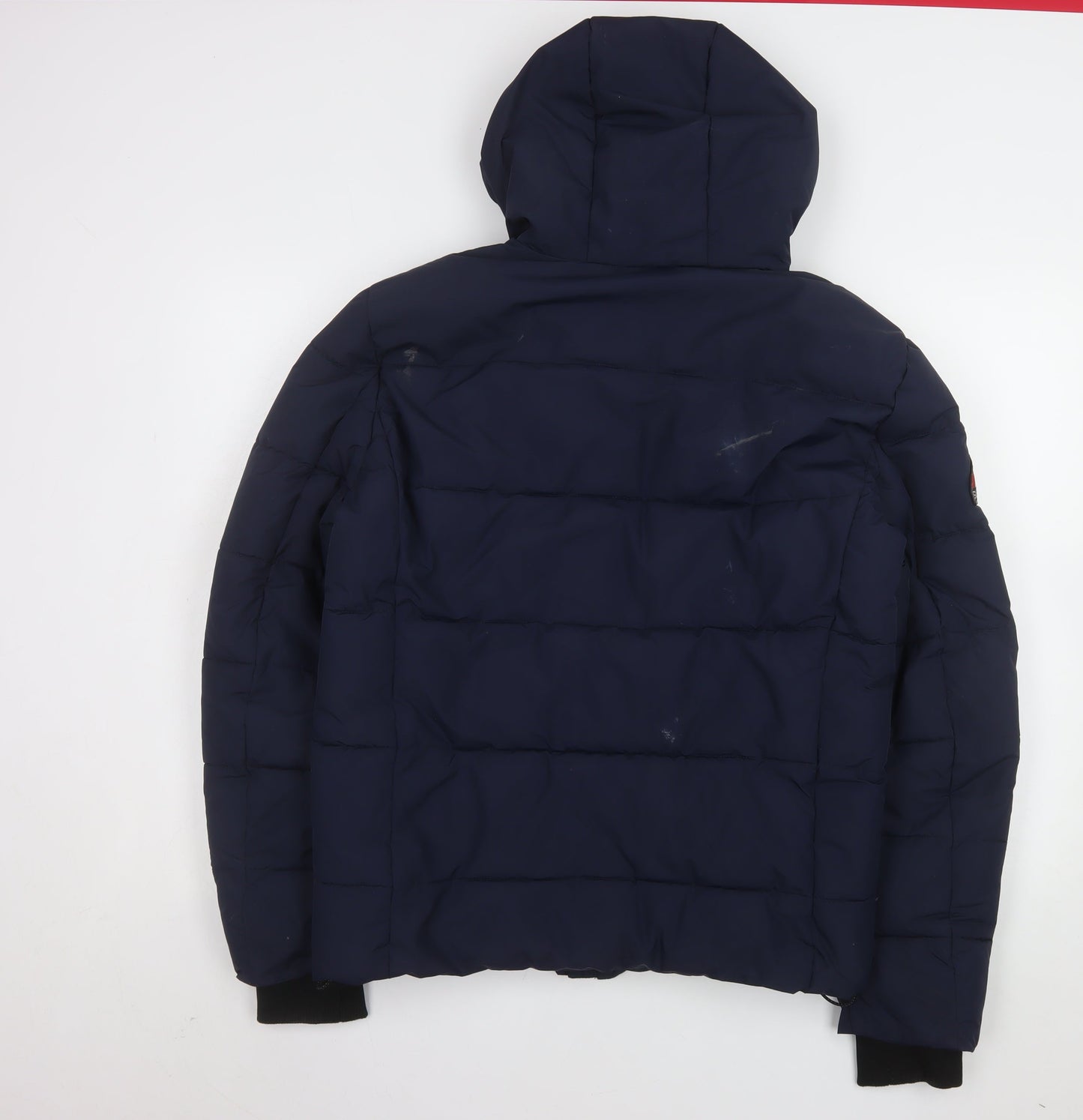 Superdry Men's Blue Puffer Jacket Hooded Zip Size M Winter Casual