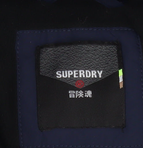 Superdry Men's Blue Puffer Jacket Hooded Zip Size M Winter Casual