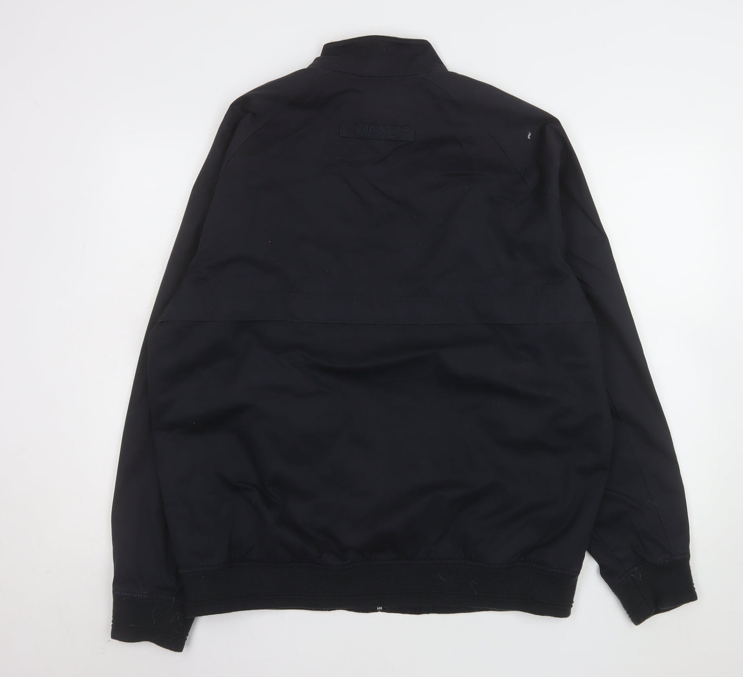 Maine New England Men's Black Bomber Jacket L Classic Twill Full Zip