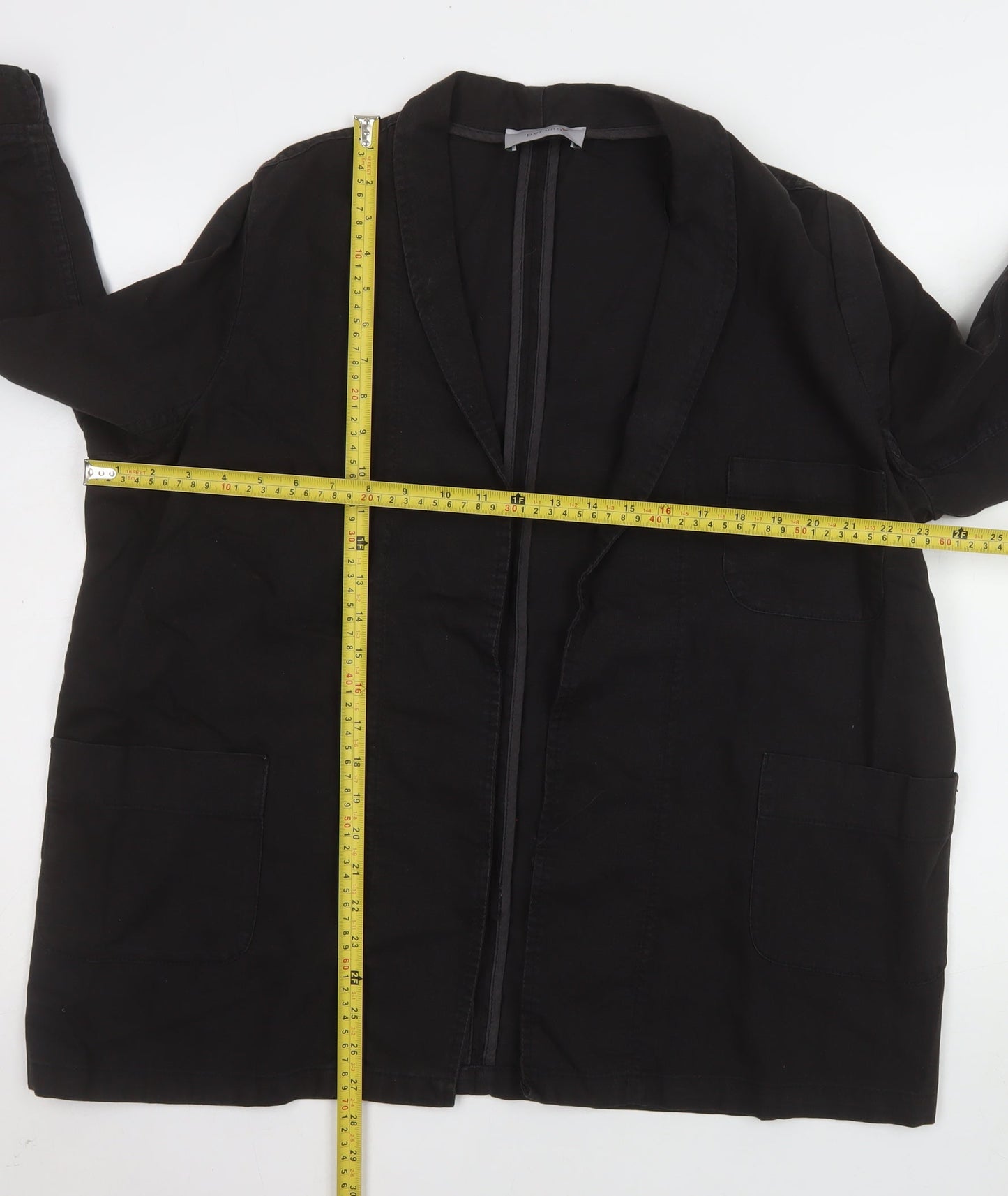 Marks and Spencer Women Black Size 14 Linen Blend Blazer Jacket