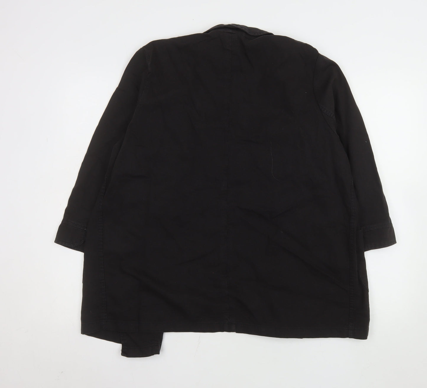 Marks and Spencer Women Black Size 14 Linen Blend Blazer Jacket