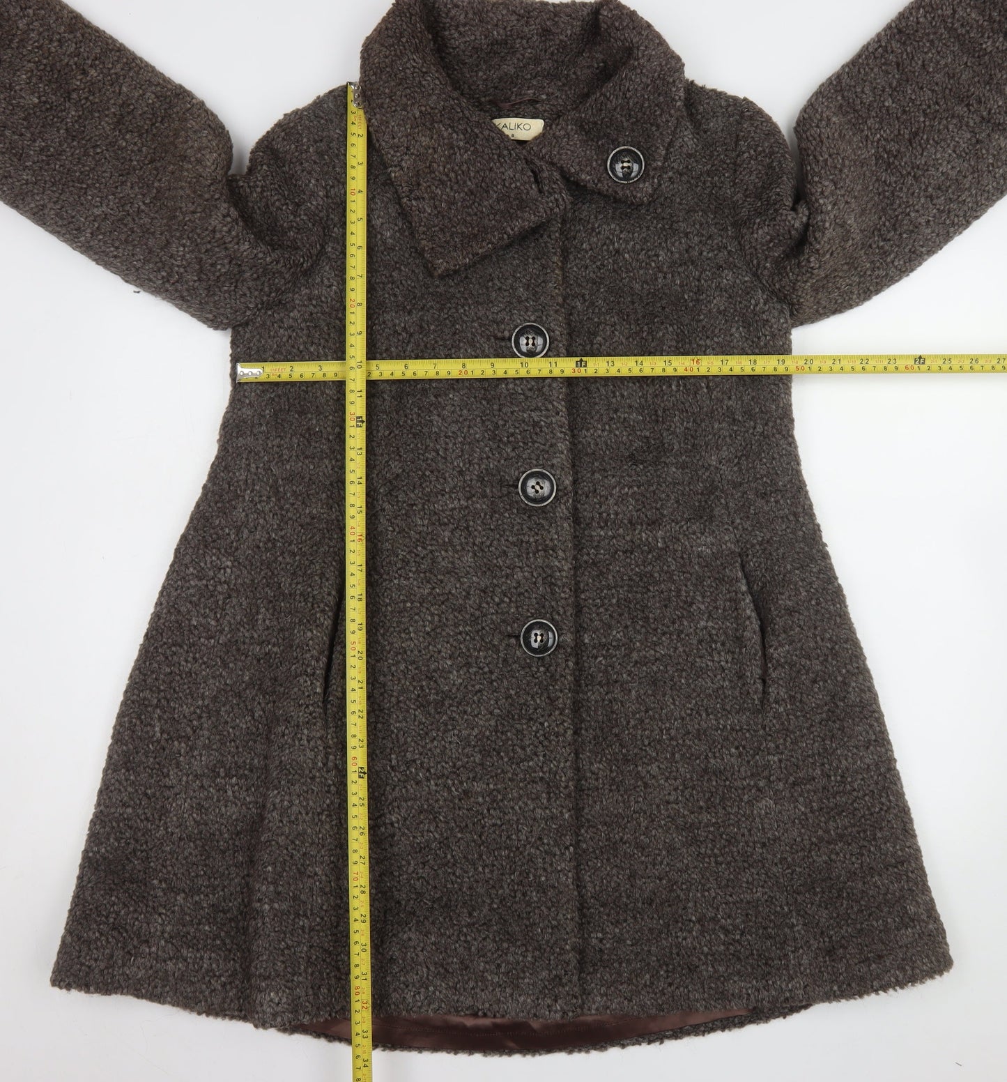 Kaliko Women Brown Wool Mohair Blend Mid-Length Coat Size 8