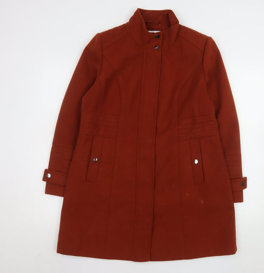 Wallis Womens Brown Mid-Length Coat UK 14 Lined Classic Overcoat