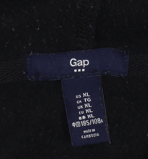 GAP Women's Black XL Full Zip Hooded Cotton Blend Logo Jacket