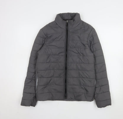 Additional front view of Mr. Right boys’ grey m quilted puffer jacket lightweight winter coat