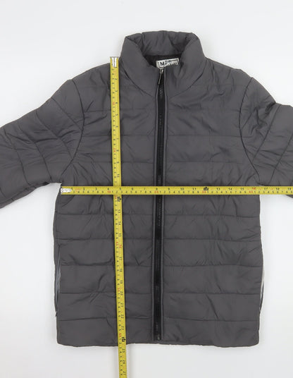 Back view of Mr. Right boys’ grey m quilted puffer jacket lightweight winter coat