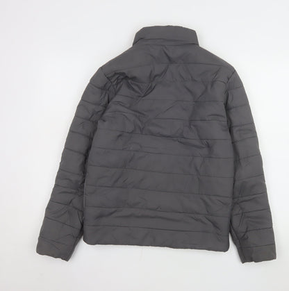 Close-up detail of Mr. Right boys’ grey m quilted puffer jacket lightweight winter coat