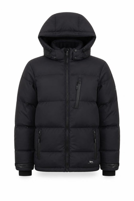 Trespass Men’s Black 2XS Puffer Jacket Hooded Down Insulated Winter Coat