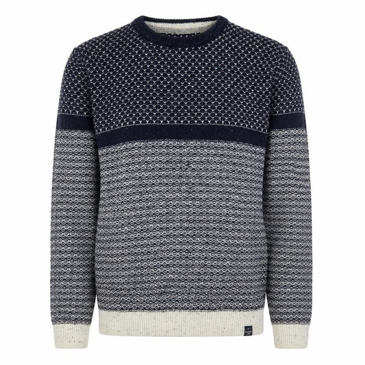 Weird Fish Men's Blue Waffle Knit Cotton Acrylic Jumper M