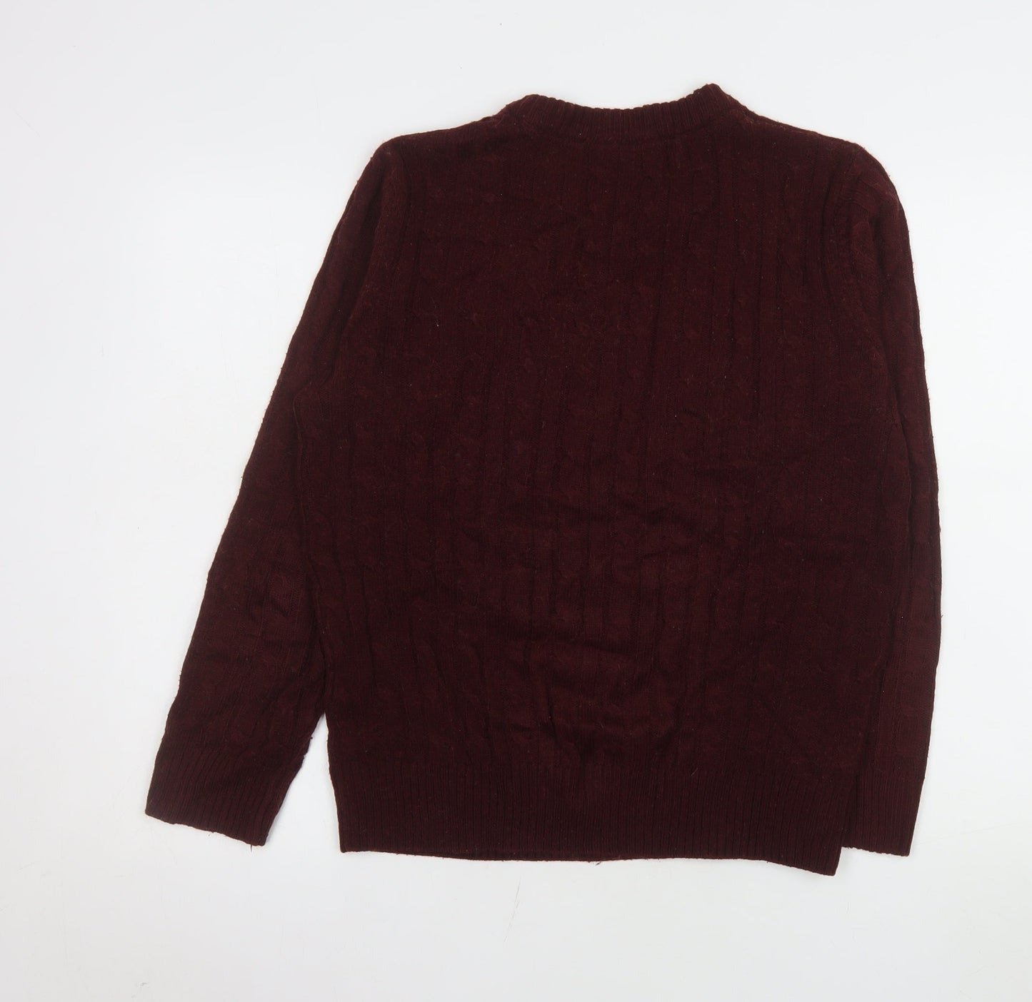Lyle & Scott Men's Red Cable-Knit Cotton Crew Neck Jumper 2XL