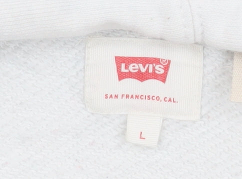 Levi's Men's Colourblock Hoodie White Red Blue Size L Cotton Blend