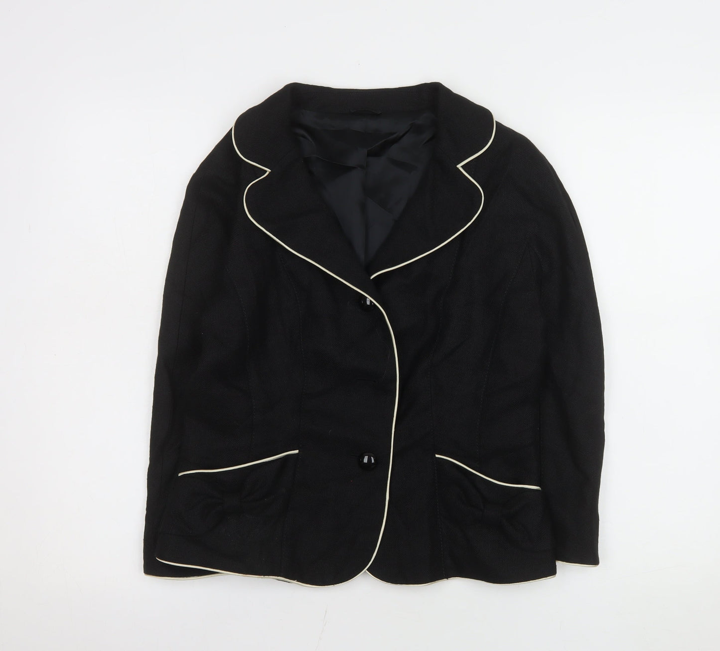 Hobbs Women Black Regular Fit Single-Breasted Blazer Size 12