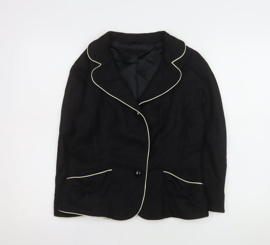 Hobbs Women Black Regular Fit Single-Breasted Blazer Size 12