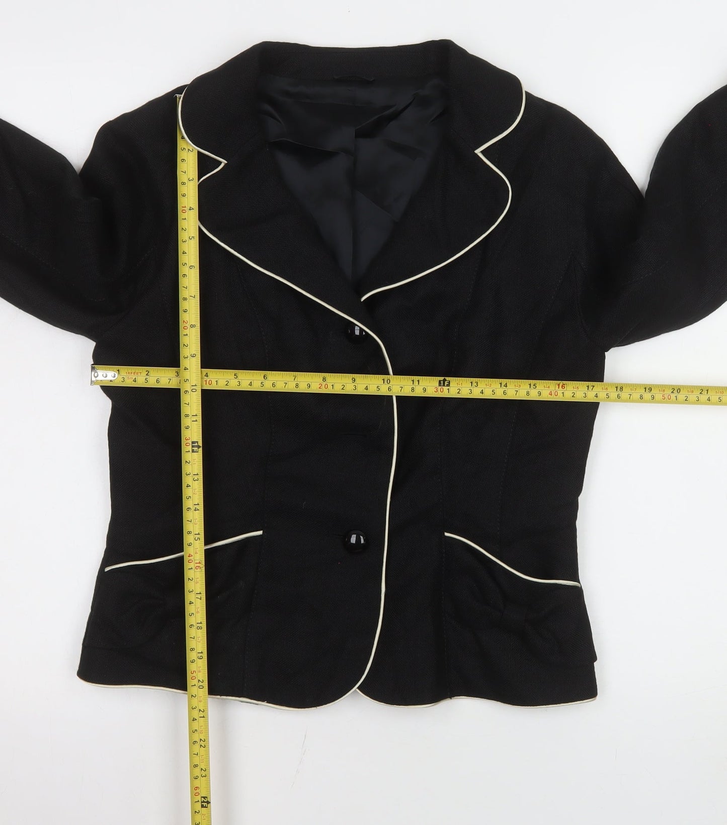 Hobbs Women Black Regular Fit Single-Breasted Blazer Size 12
