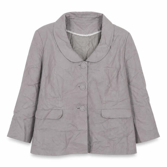 East Women Grey Linen Single-Breasted Suit Jacket Size 18