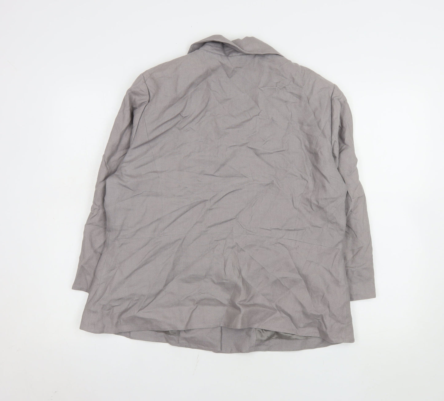 East Women Grey Linen Single-Breasted Suit Jacket Size 18