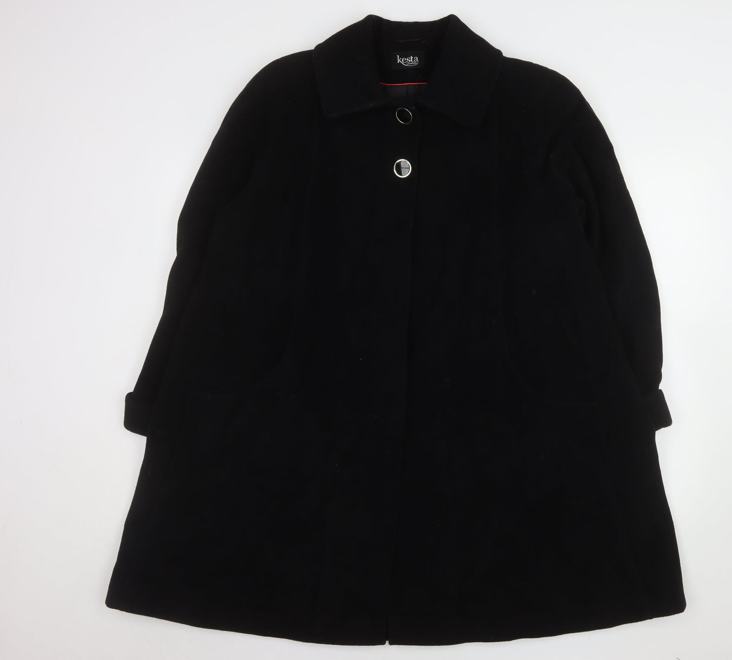 Kesta London Women's Black Wool Blend Mid-Length Coat Size 10