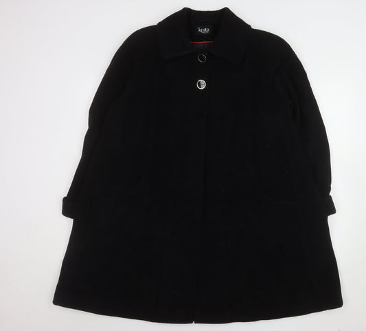 Kesta London Women's Black Wool Blend Mid-Length Coat Size 10