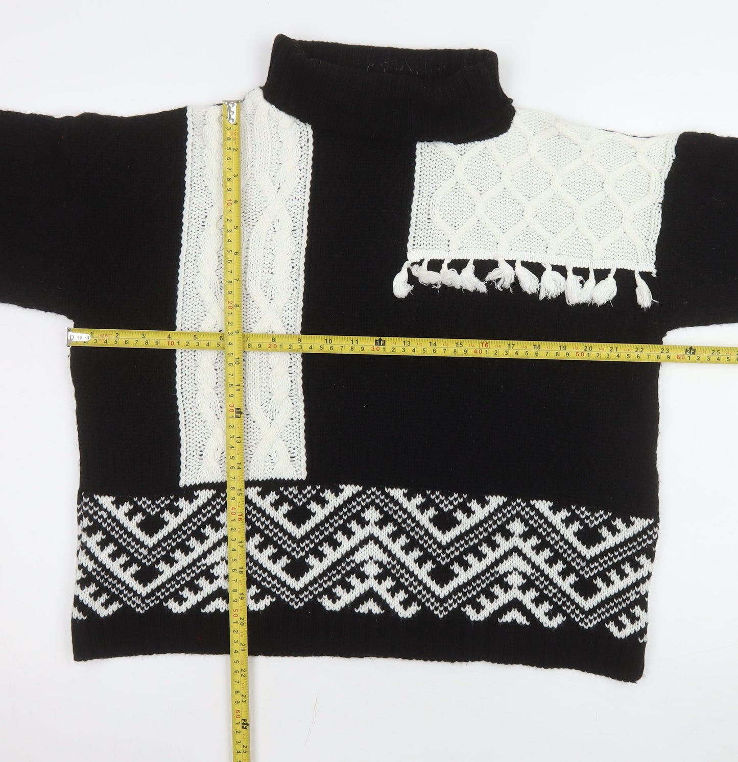 Select Women’s Black Roll Neck Cable-Knit Jumper Size 14