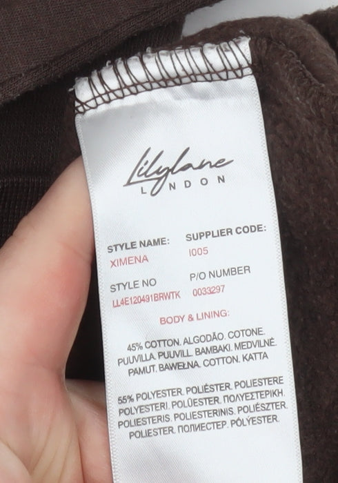 Lilylane London Brown Women's Medium Pullover Hoodie Cotton Blend