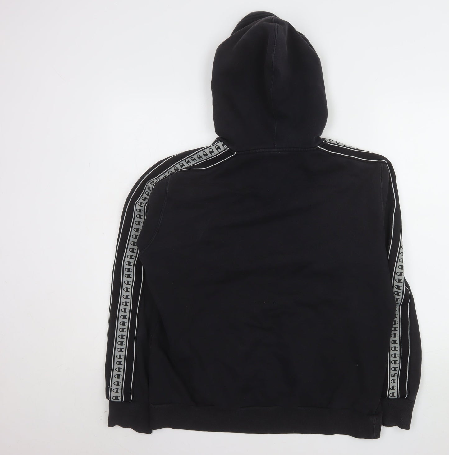 Champion Mens Black Pullover Hoodie L Logo Tape Detail Sportswear