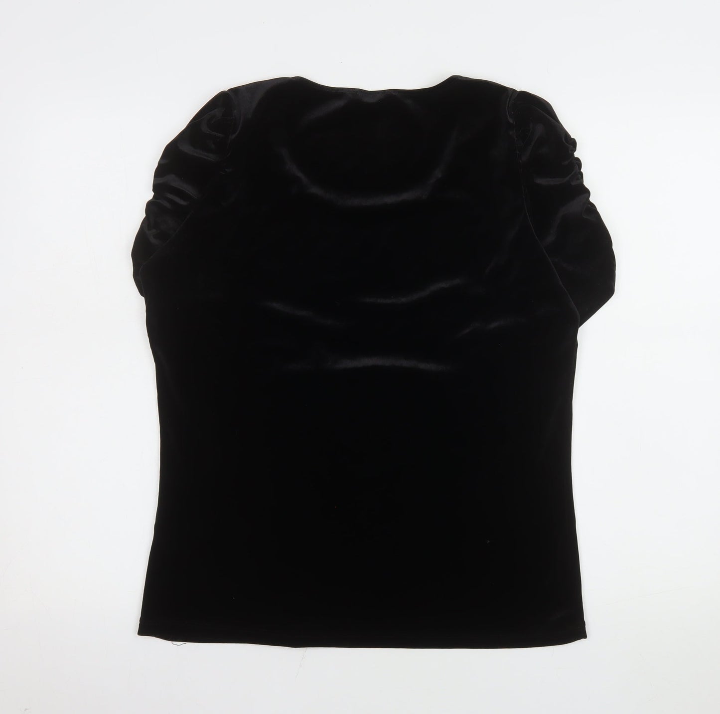 Marks and Spencer Women’s Black Velvet Short Sleeve Scoop Neck Top Size 14